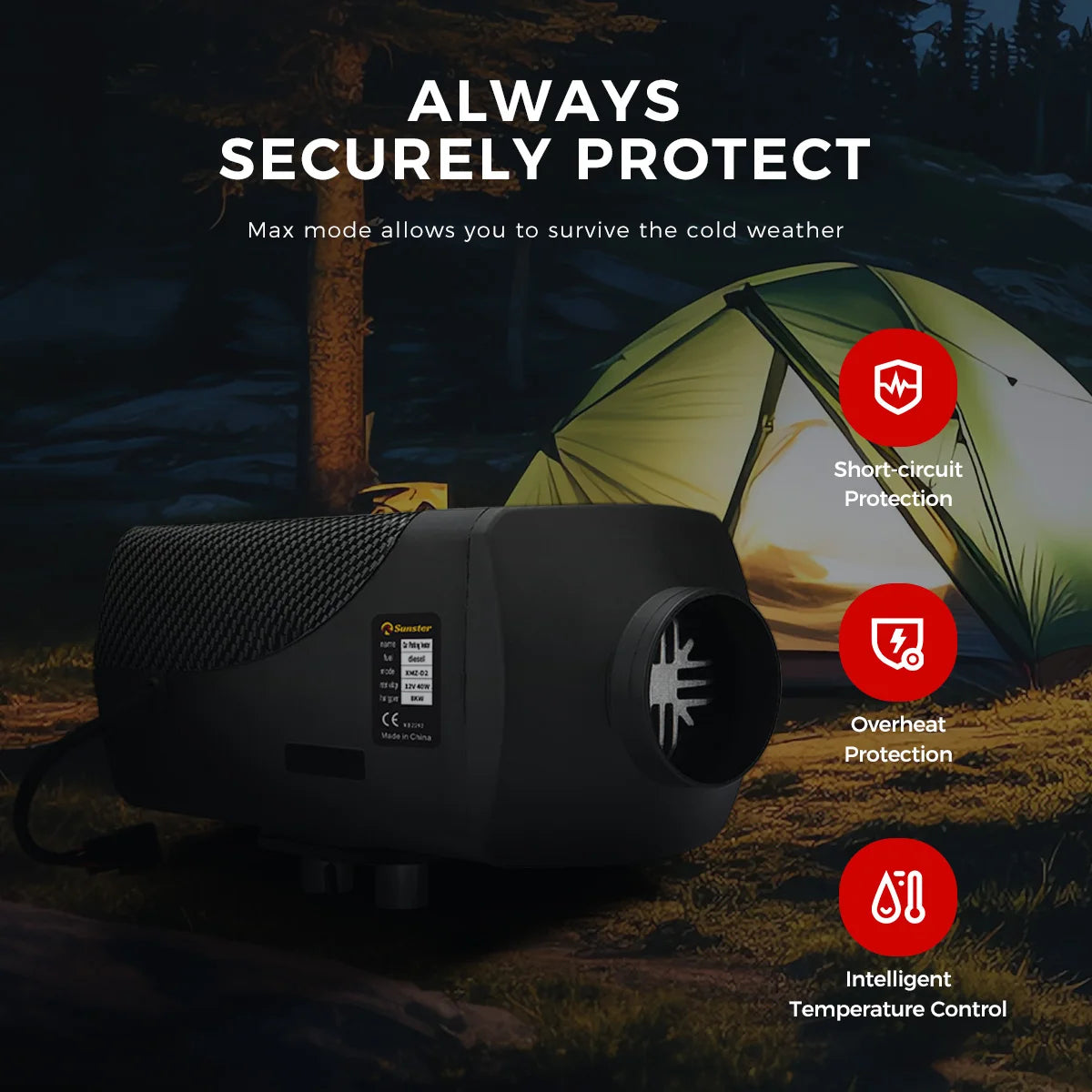 8KW portable Diesel Air Heater 12V&24V Bluetooth App,Constant temperature,ultra Low Noise Night Heater for RV tent campervan