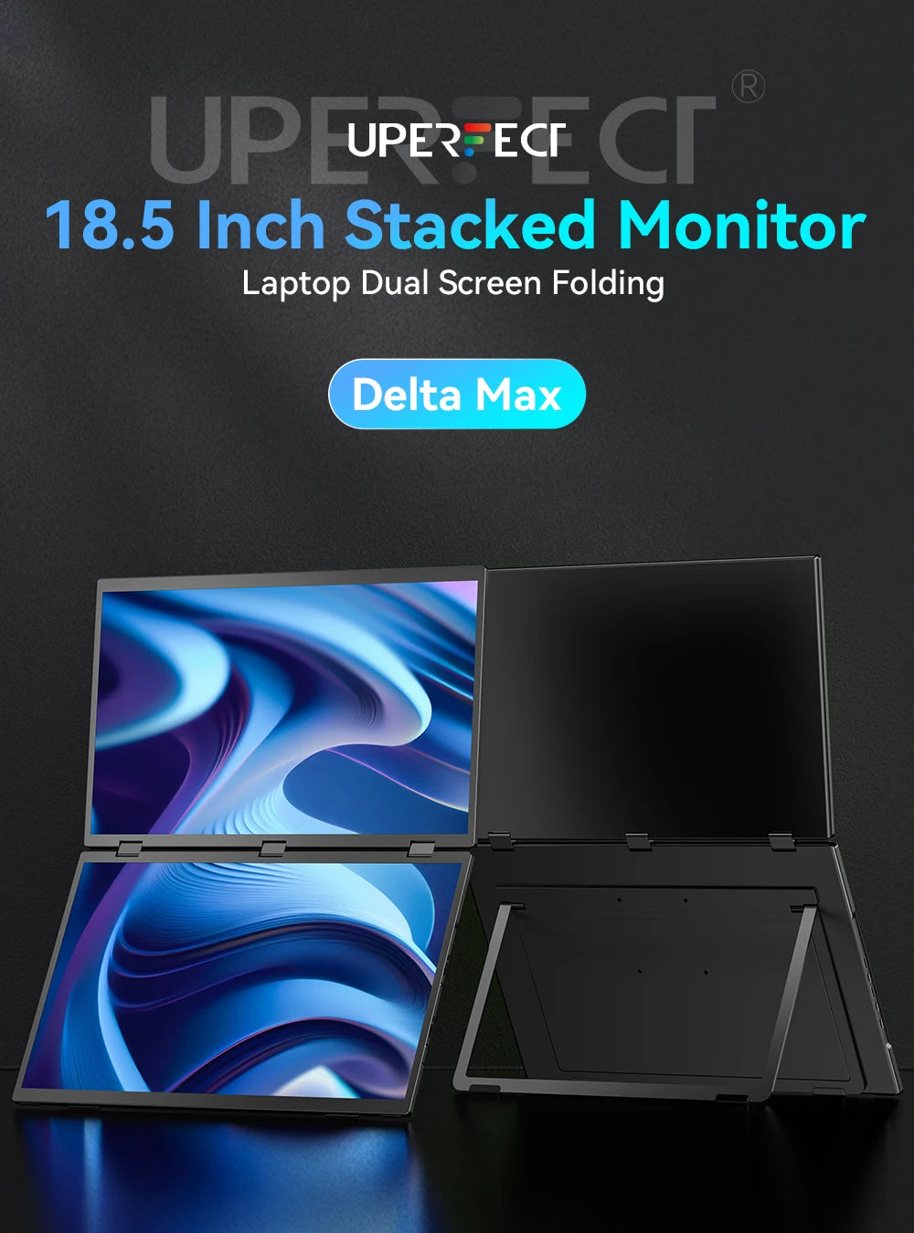 UPERFECT Triple Screen 15.6"/18.5“ Portable Foldable Monitor Dual Screen with Stand Extender 1080P FHD IPS for Laptop Windows
