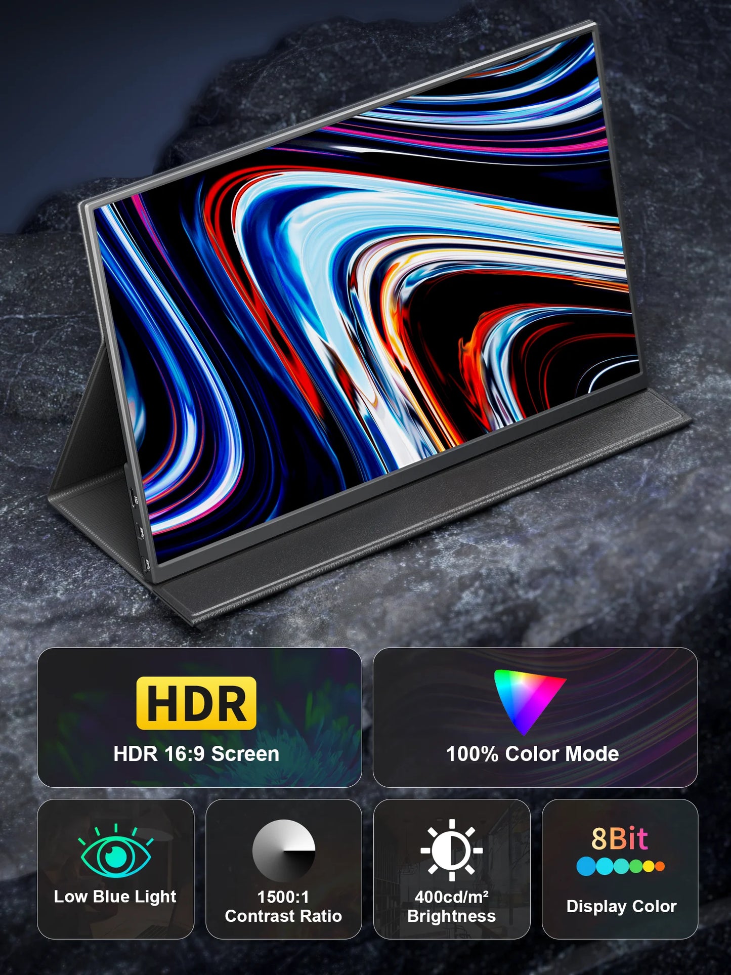 Amoudo 14.5 Inch 3840*2400P 60Hz Portable Monitor Laptop Computer Screen Dual USB C HDMI Second Screen for PS4/5 Xbox Switch PC