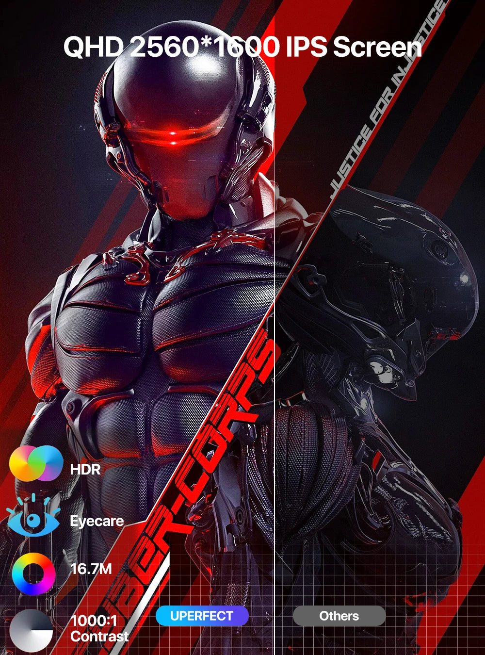 UPERFECT UGame 18 2K 144Hz Gaming Monitor 2560x1600 QHD 100% DCI-P3 Portable HDMI USB C Display For Laptop PC Mac Phone XBOX PS5