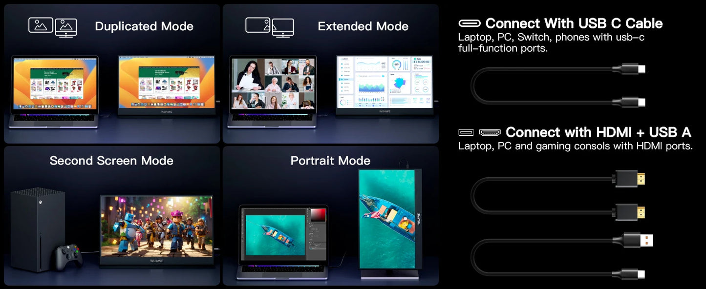 Highly Popular 15.6inch Portable Monitor 1920*1080 16:9 USB-C HDMI External Auxiliary Computer Monitor with Built-in Metal Stand