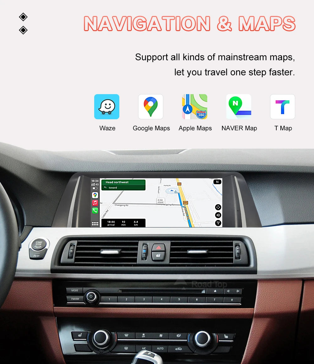 Wireless CarPlay Android Auto Car Radio Multimedia Player Linux Display Screen For BMW 5 Series F10 F11 2012-2017 CIC NBT