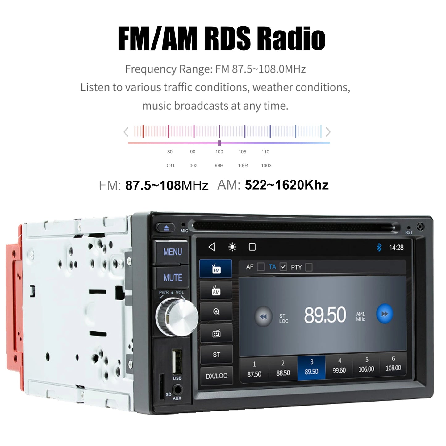 ESSGOO 6.2 Inch Apple Carplay Android Auto Double 2 DIN Car Stereo Radio CD DVD Player AUX FM Bluetooth USB MP5 Mirror Link