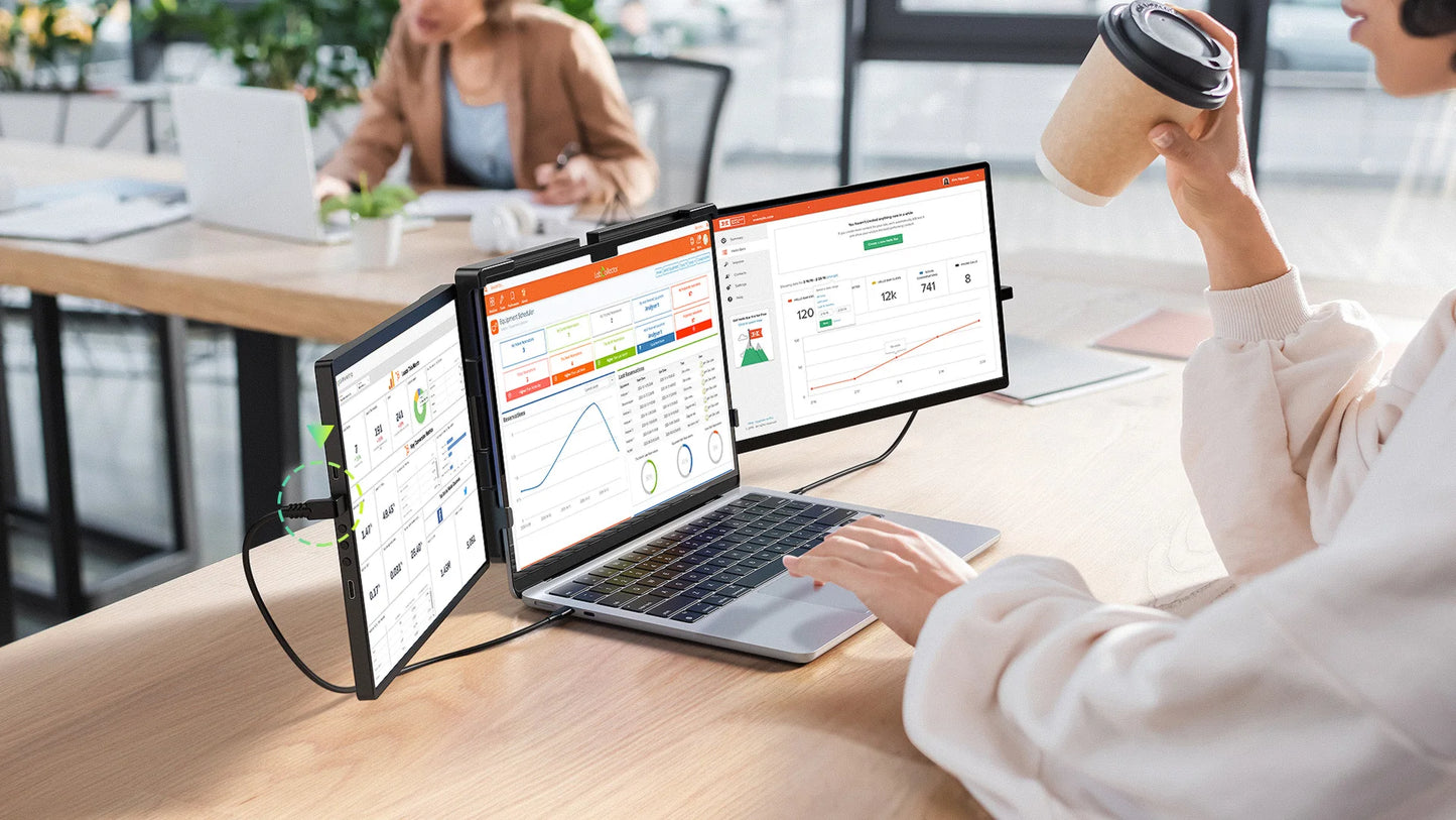 EVICIV 2K Laptop Screen Extender 14" QHD 1440P Portable Triple Monitor with 180° Automatic Rotation for Wins Mac Dex Chrome Work