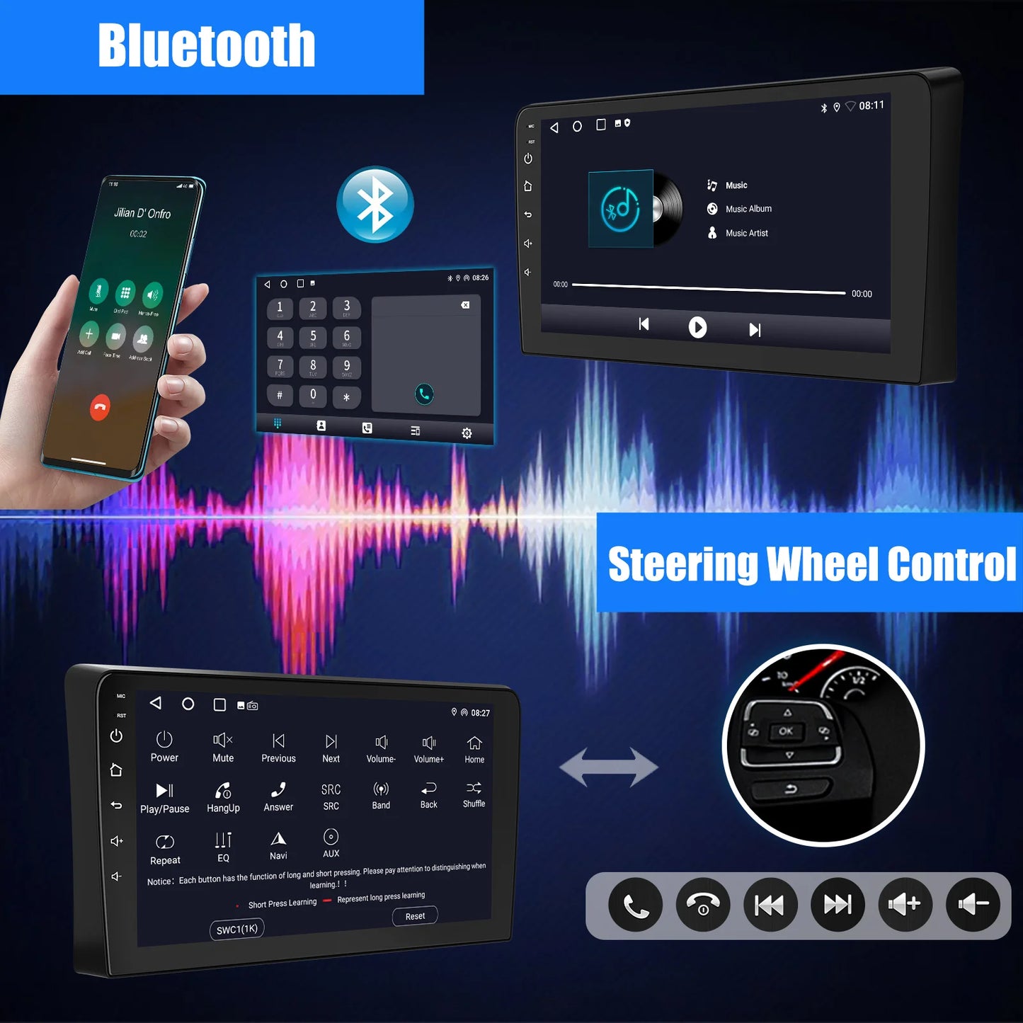 ESSGOO 9" Carplay AndroidAuto Car Stereo Multimedia Player Radio Android 13 GPS SAT Navi Wifi BT FM RDS For Audi A3 8P 2003-2013