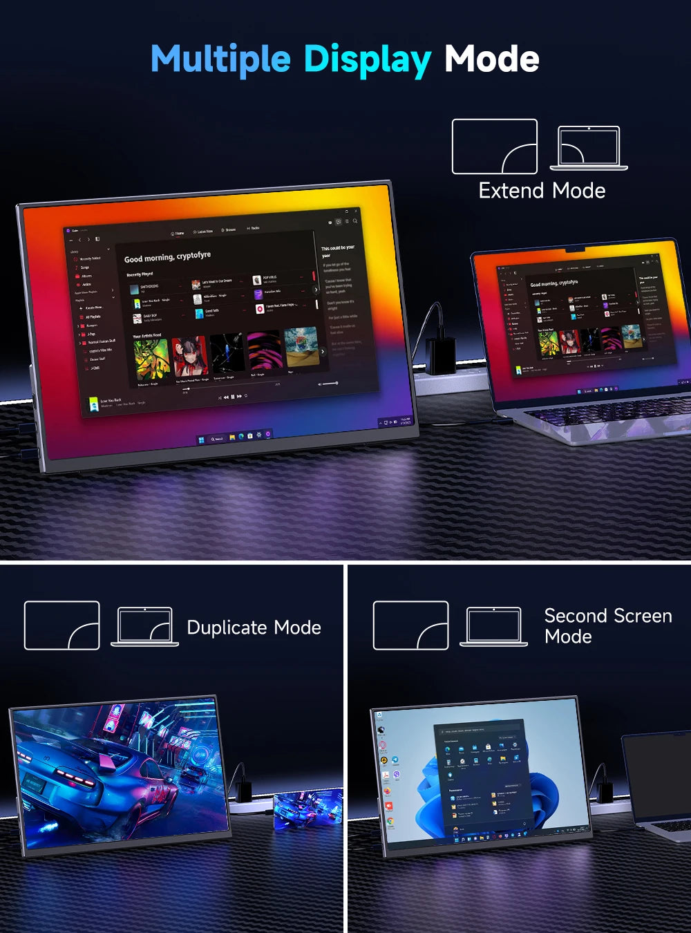 UPERFECT 4K Portable Monitor 13.4" 3840 * 2400 IPS HDMI USB C Computer Gaming Display Extenal Screen For Laptop PC Phone Switch