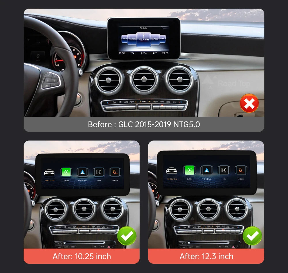 Linux Multimedia Screen Wireless CarPlay Android Auto for Mercedes-Benz W205 W176 GLC A C V Class W447 CLA GLA 2015-2018 NTG5.0