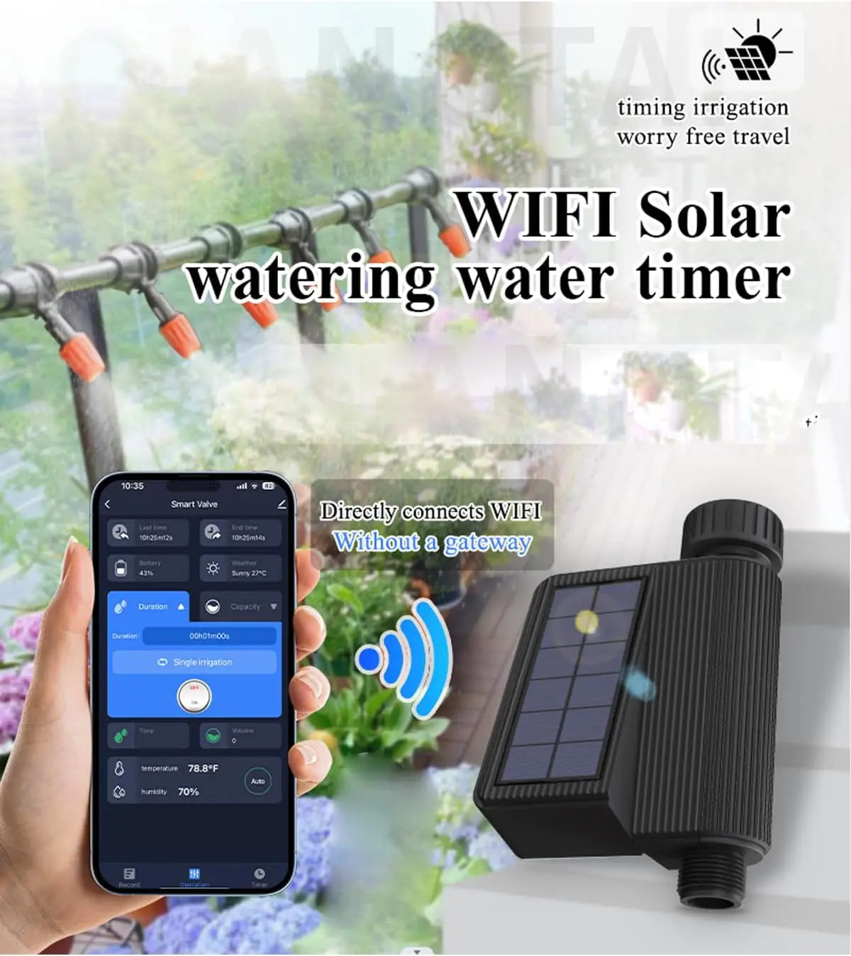 Tuya Smart Wifi Watering Timer Solar Energy Sprinkler Drip Irrigation System Built-in Water Flow Recorder Water Controller