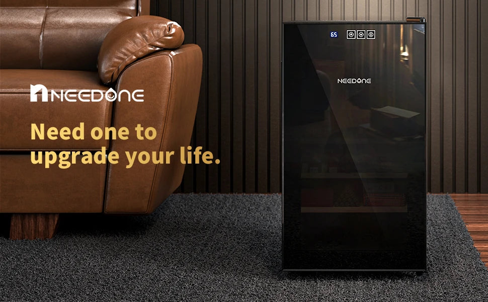 NEEDONE 48L Capacity Cigar Humidor with Heating & Cooling Temperature Control System Quiet Thermostatic Electric Cabinet Cooler