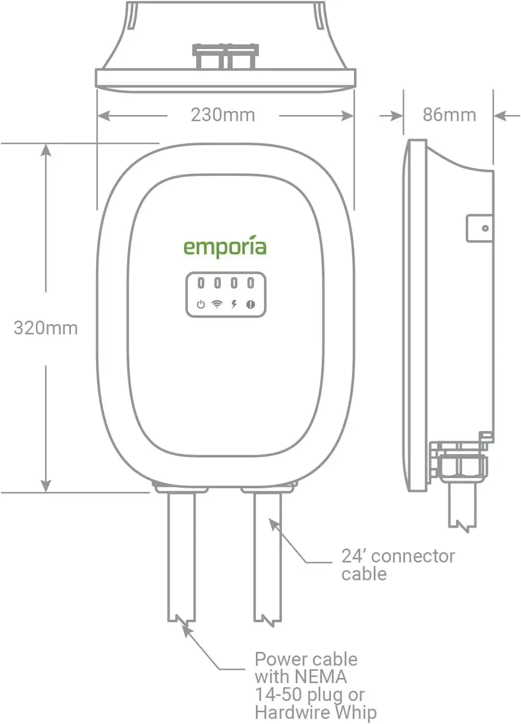 Level 2 EV Charger 48 Amp / 11.5kW / 240V | Smart WiFi Enabled EVSE | UL Listed/Energy Star
