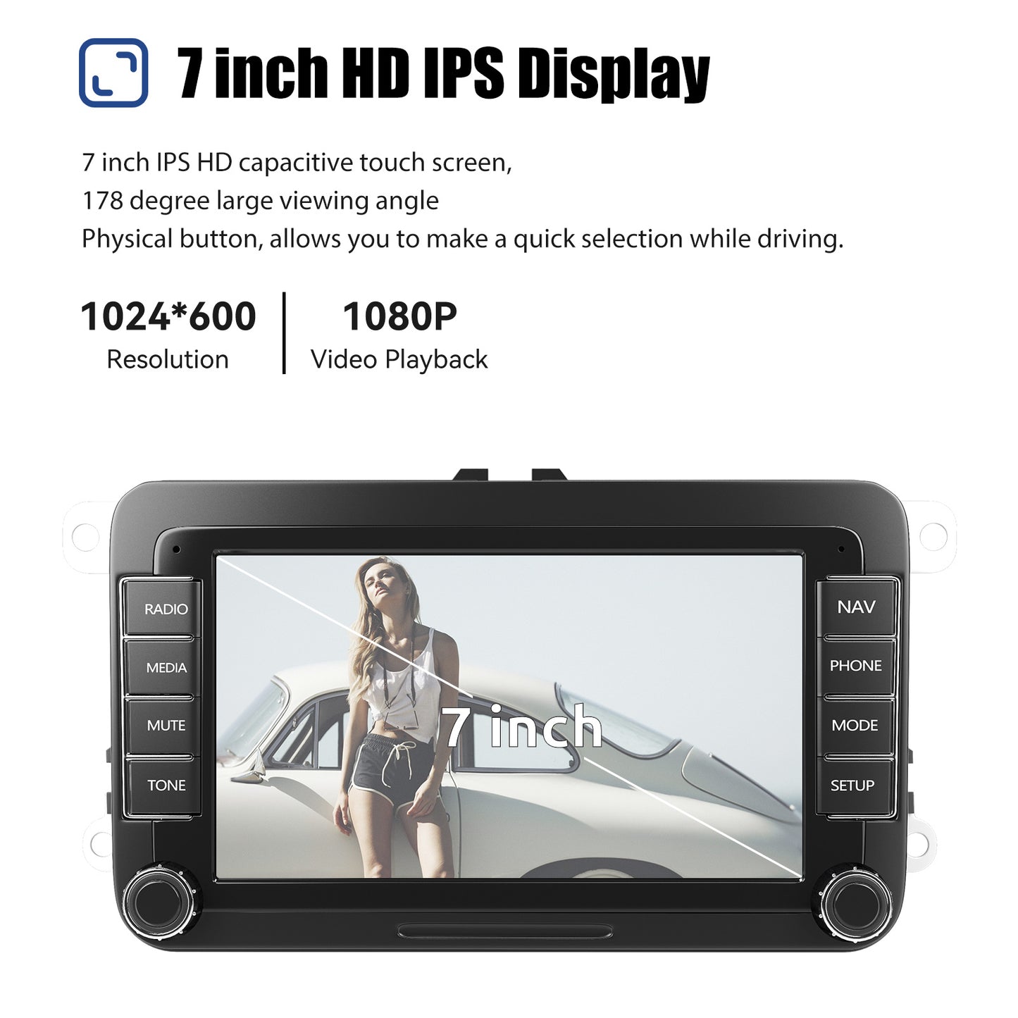 ESSGOO 7" Android 14 4G+64G Apple Carplay Car Stereo GPS NAVI WIFI RDS FM BT for VW Golf 5 6 Passat Polo Touran Tiguan Caddy EOS