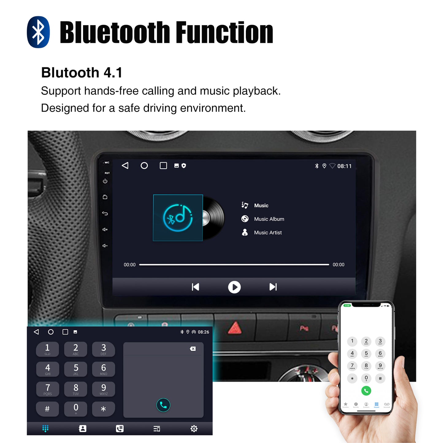 ESSGOO 9" Carplay AndroidAuto Car Stereo Multimedia Player Radio Android 13 GPS SAT Navi Wifi BT FM RDS For Audi A3 8P 2003-2013