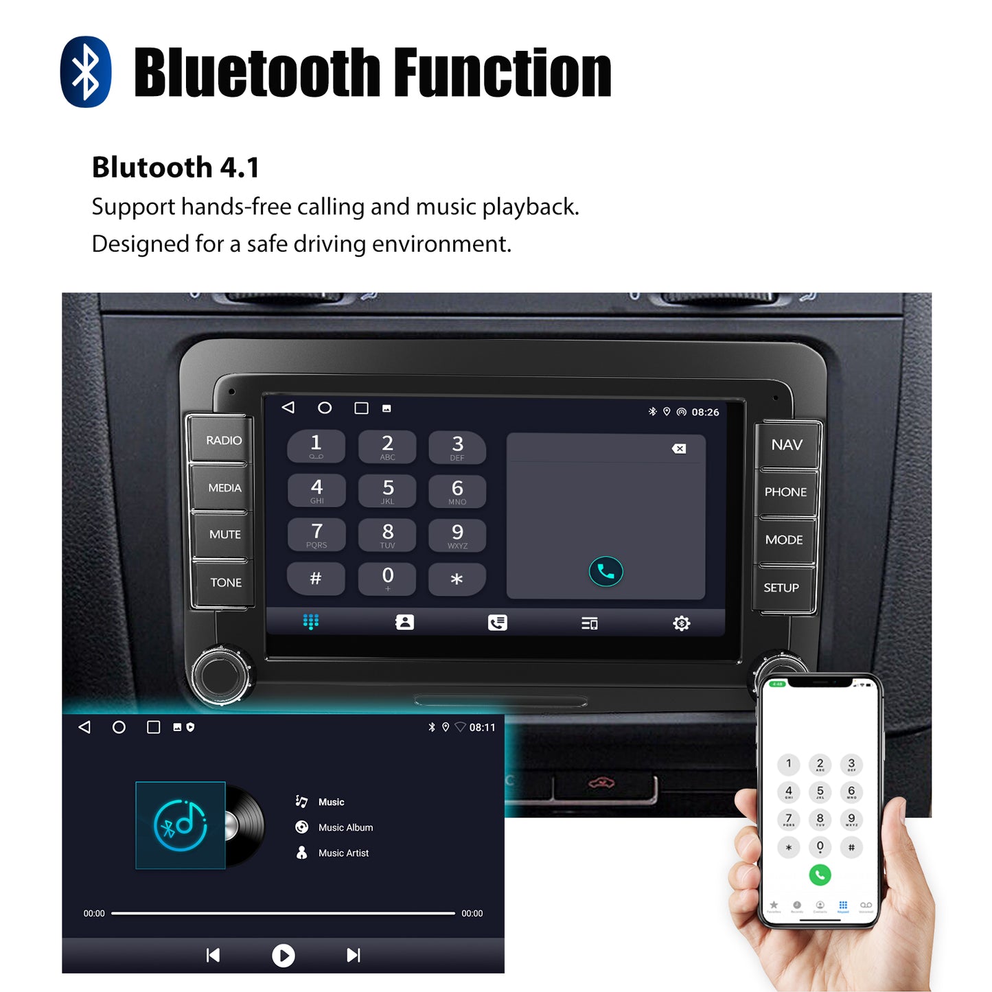 ESSGOO 7" Android 14 4G+64G Apple Carplay Car Stereo GPS NAVI WIFI RDS FM BT for VW Golf 5 6 Passat Polo Touran Tiguan Caddy EOS