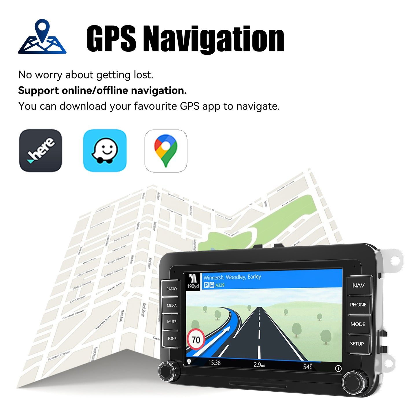 ESSGOO 7" Android 14 4G+64G Apple Carplay Car Stereo GPS NAVI WIFI RDS FM BT for VW Golf 5 6 Passat Polo Touran Tiguan Caddy EOS