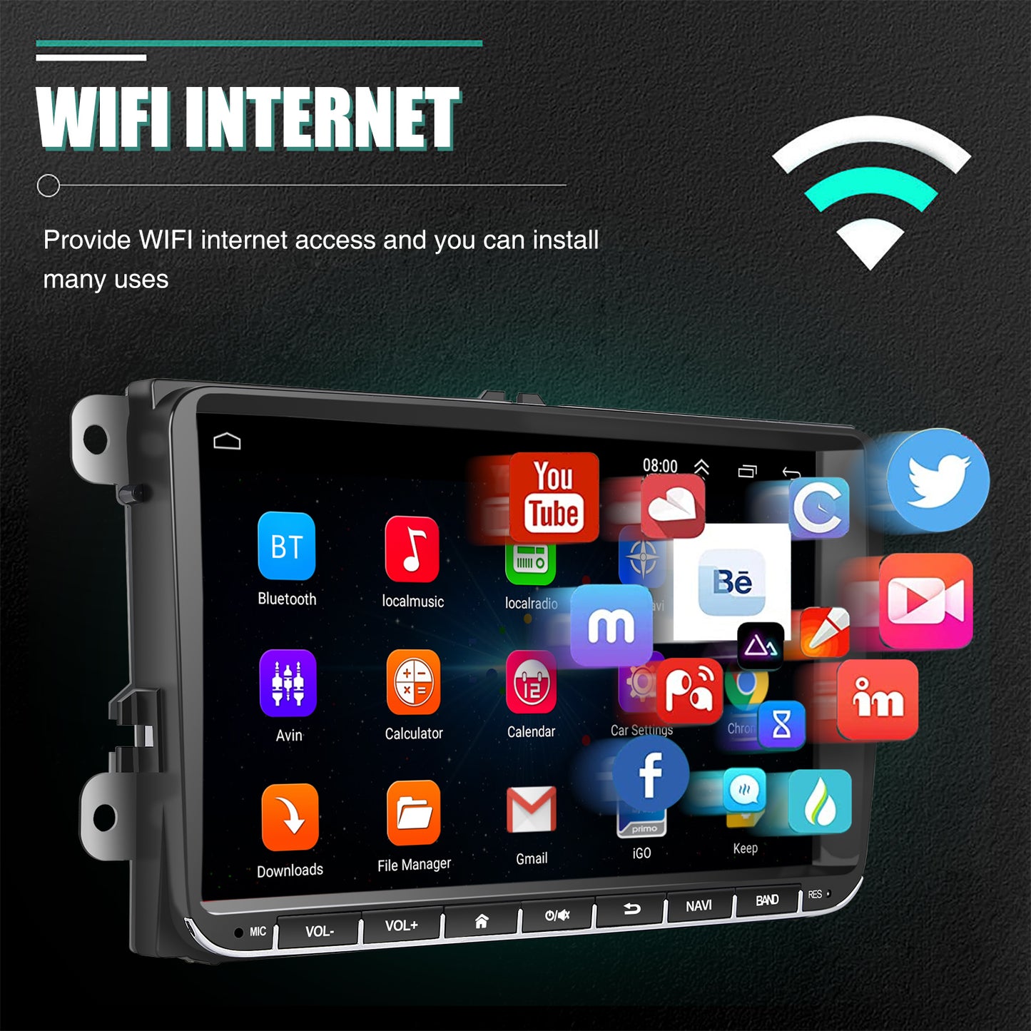 9" Android 14 4G+64G Wireless Carplay Car Stereo GPS NAVI WIFI RDS FM BT EQ for VW Golf 5 6 Passat Polo Touran Tiguan Caddy EOS