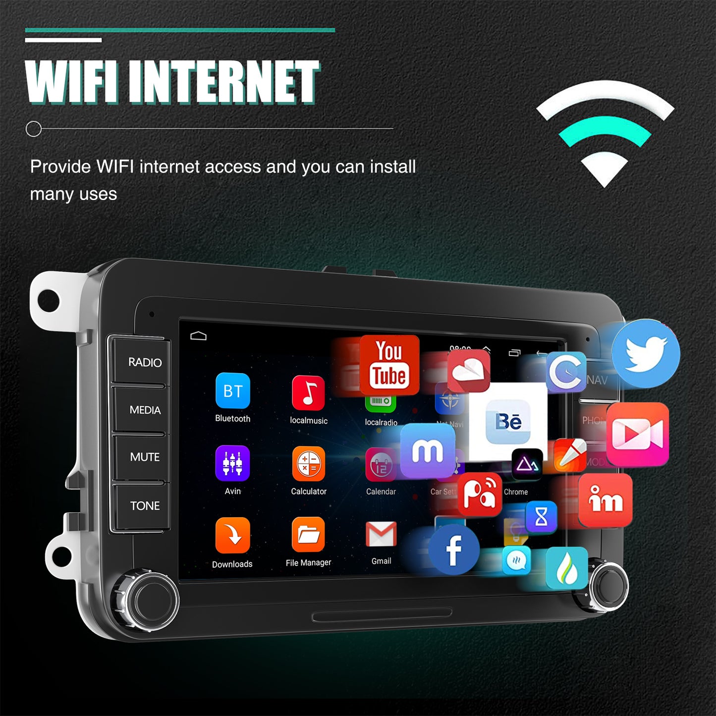 ESSGOO 7" Android 14 4G+64G Apple Carplay Car Stereo GPS NAVI WIFI RDS FM BT for VW Golf 5 6 Passat Polo Touran Tiguan Caddy EOS