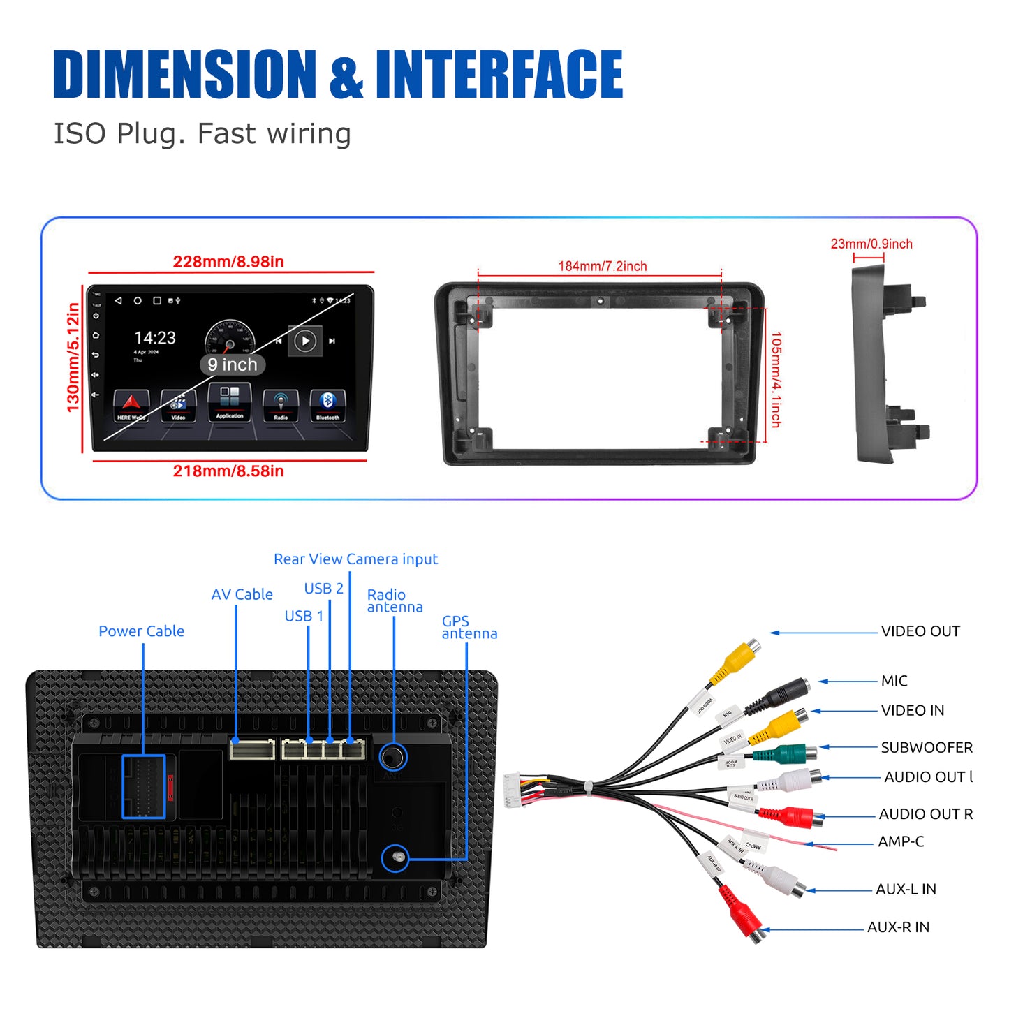 ESSGOO 9" Carplay AndroidAuto Car Stereo Multimedia Player Radio Android 13 GPS SAT Navi Wifi BT FM RDS For Audi A3 8P 2003-2013