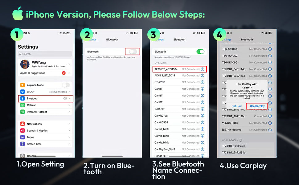 4K 1080P  10.26" Wireless Apple CarPlay Android Auto Touchscreen Car DVR Dashcam Dual Lens Video Recorder Mirror Link WIFI BT FM